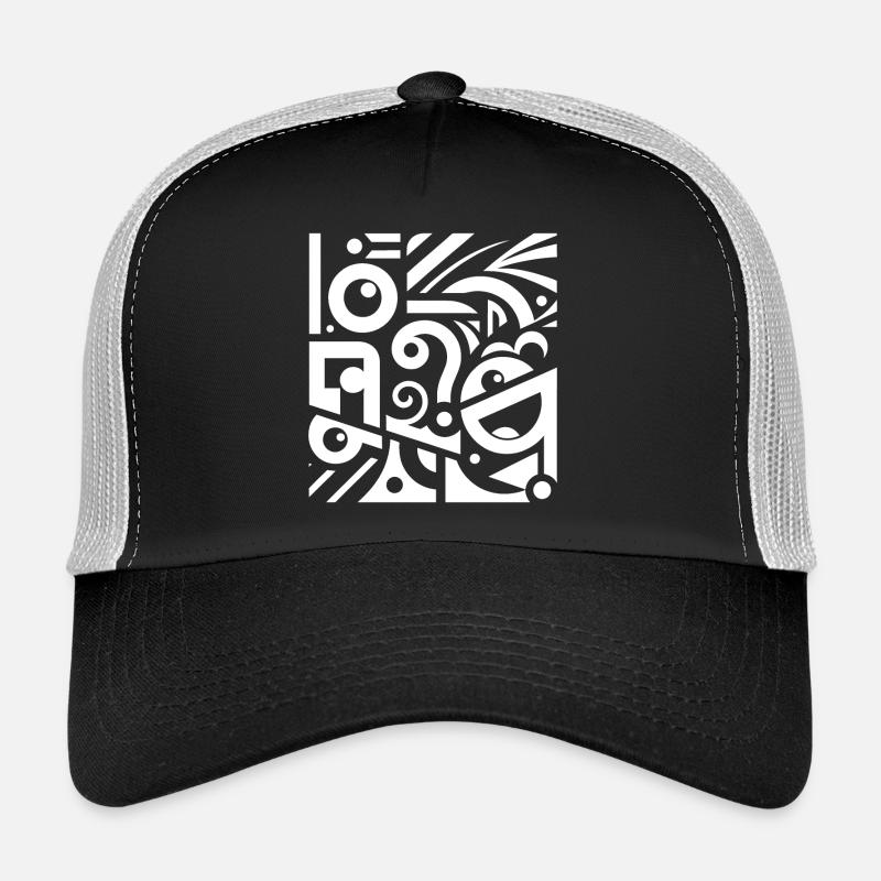 Schwarzweiß Wirbel Muster - Trucker Cap - Schwarz/Steingrau