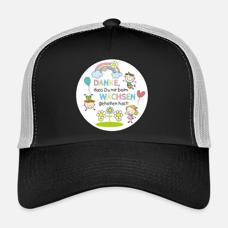 Spruch Kita-Abschied - Wachsen - Kinder Regenbogen - Trucker Cap - Schwarz/Steingrau