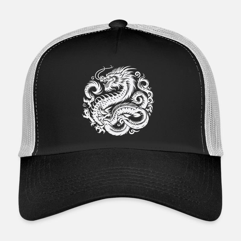 Chinesisches Drachen-Tattoo - Trucker Cap - Schwarz/Steingrau