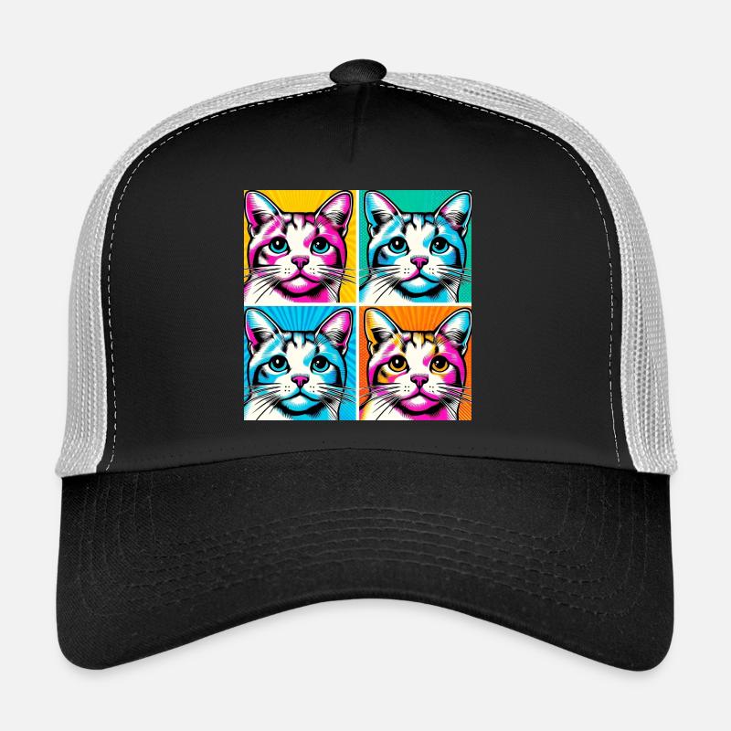 Chat Pop Art Casquette trucker 