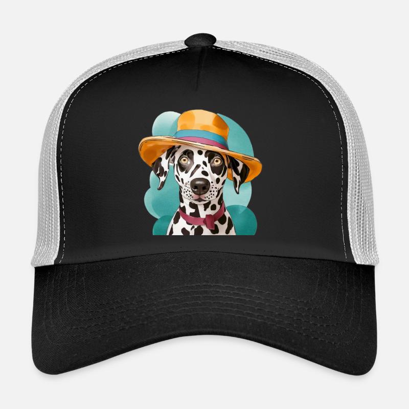 lustiger Dalmatiner mit hut - Trucker Cap - Schwarz/Steingrau