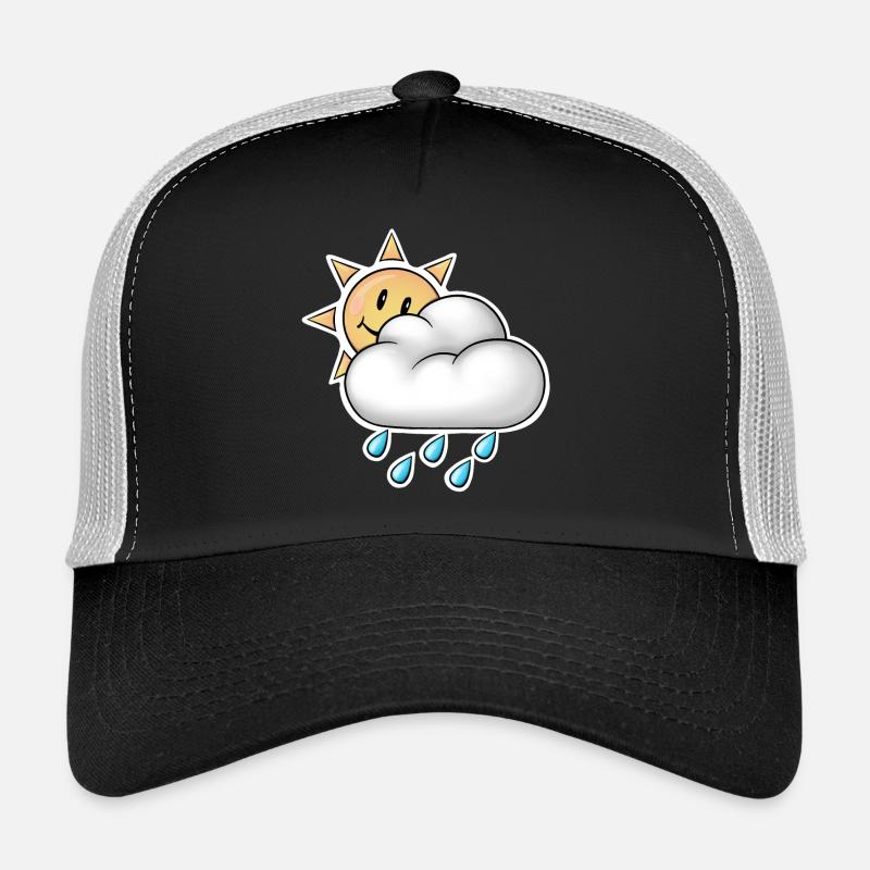 Soleil joyeux avec pluie de nuages Casquette trucker 