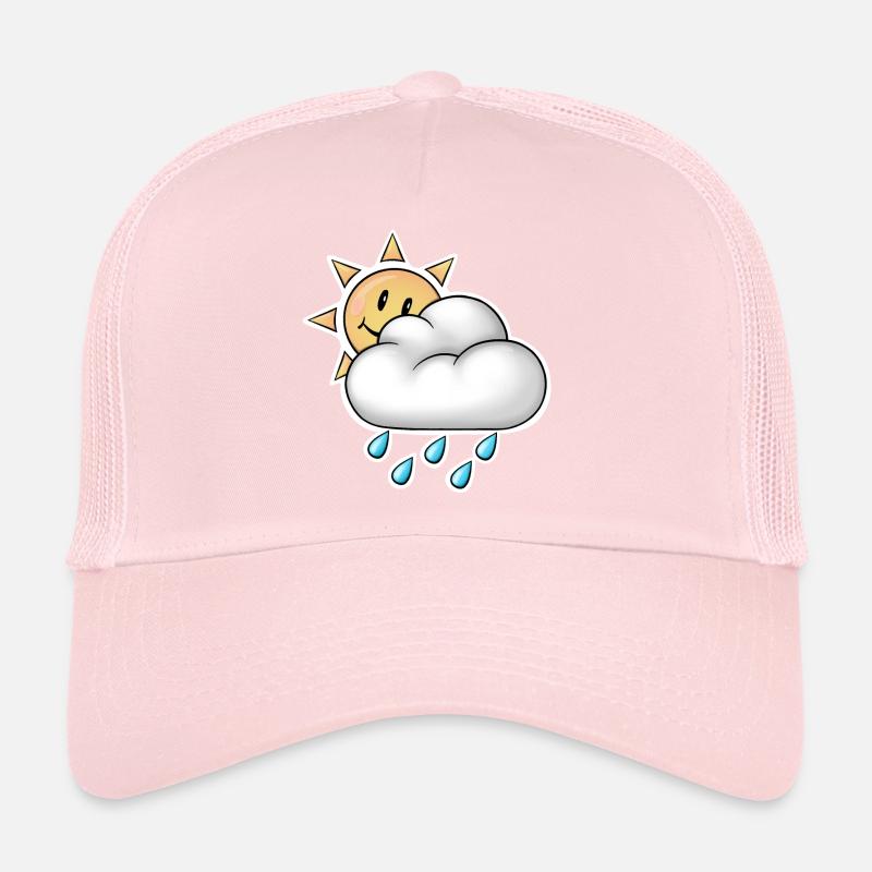 Soleil joyeux avec pluie de nuages Casquette trucker 