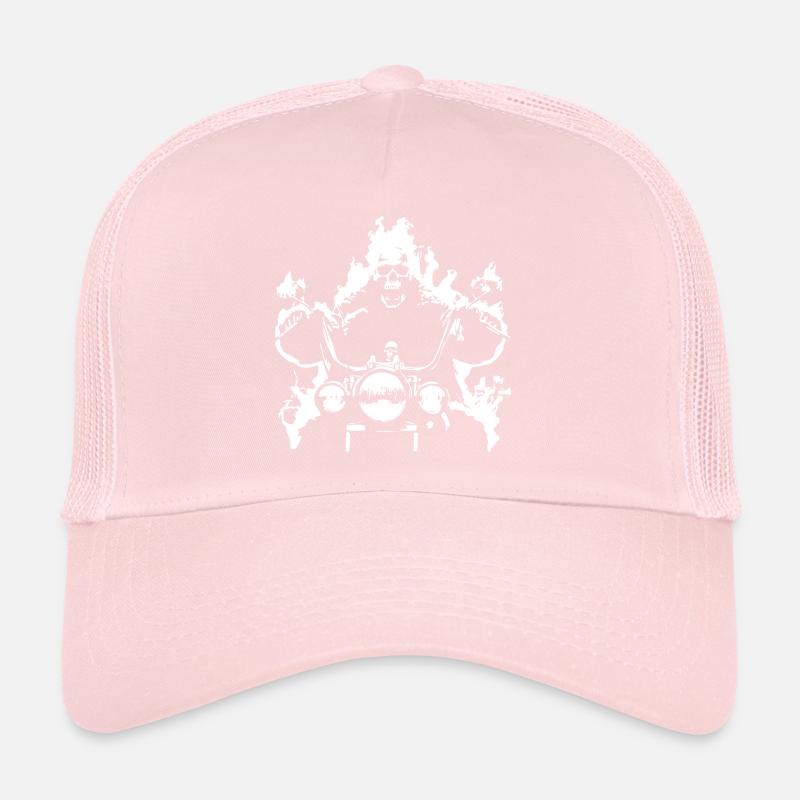 Skull Biker Flame Moto Casquette trucker 
