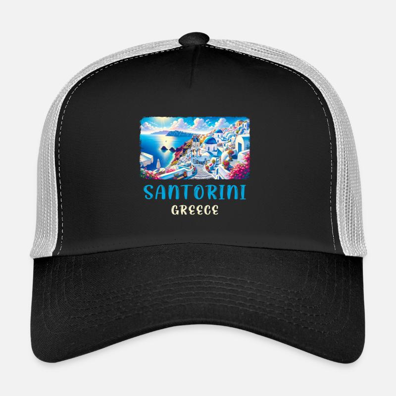 Santorini Greece ocean vacation trips Trucker Cap