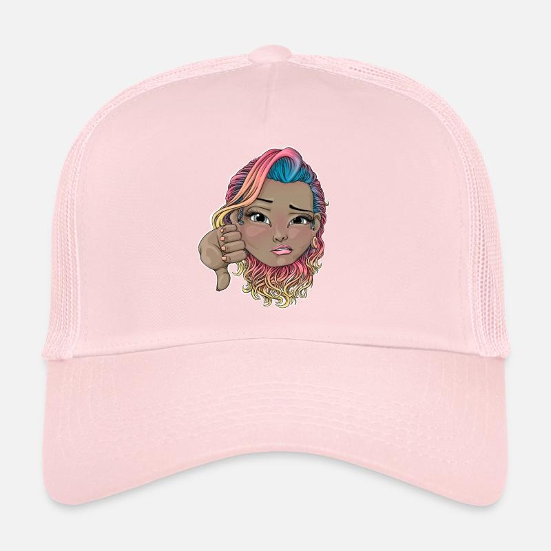 Cheveux multicolores avec geste de désapprobation Casquette trucker 
