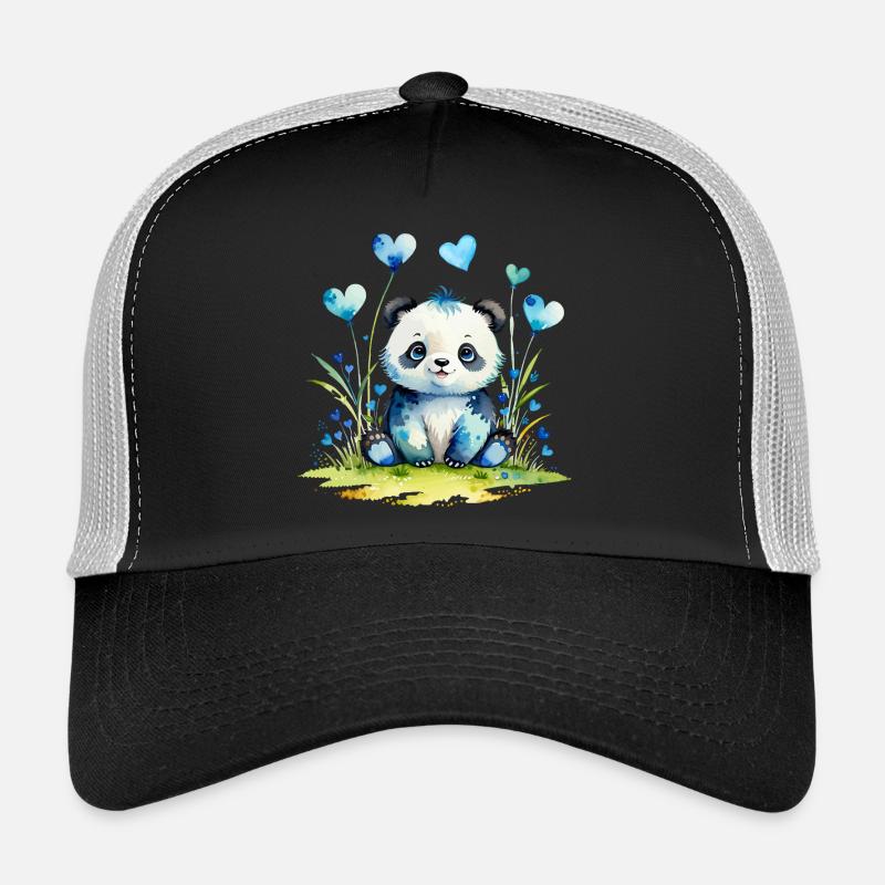 Panda mignon dans la forêt du cœur Casquette trucker 