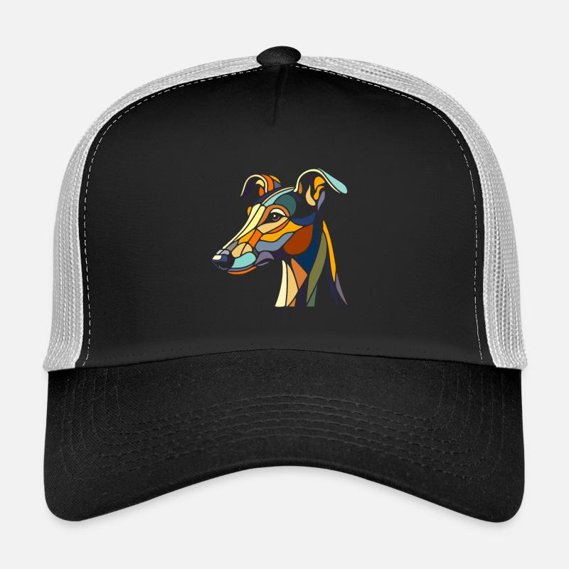 Greyhound head in geometric art style, polygon Trucker Cap