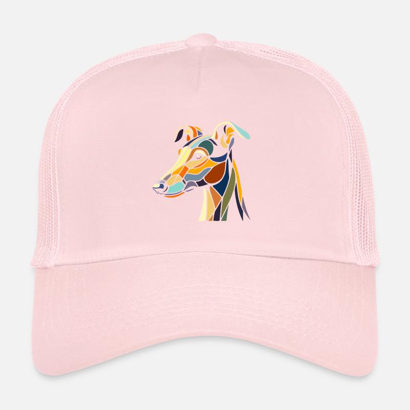 Windhundkopf im geometrischen Kunststil, Polygon Trucker Cap