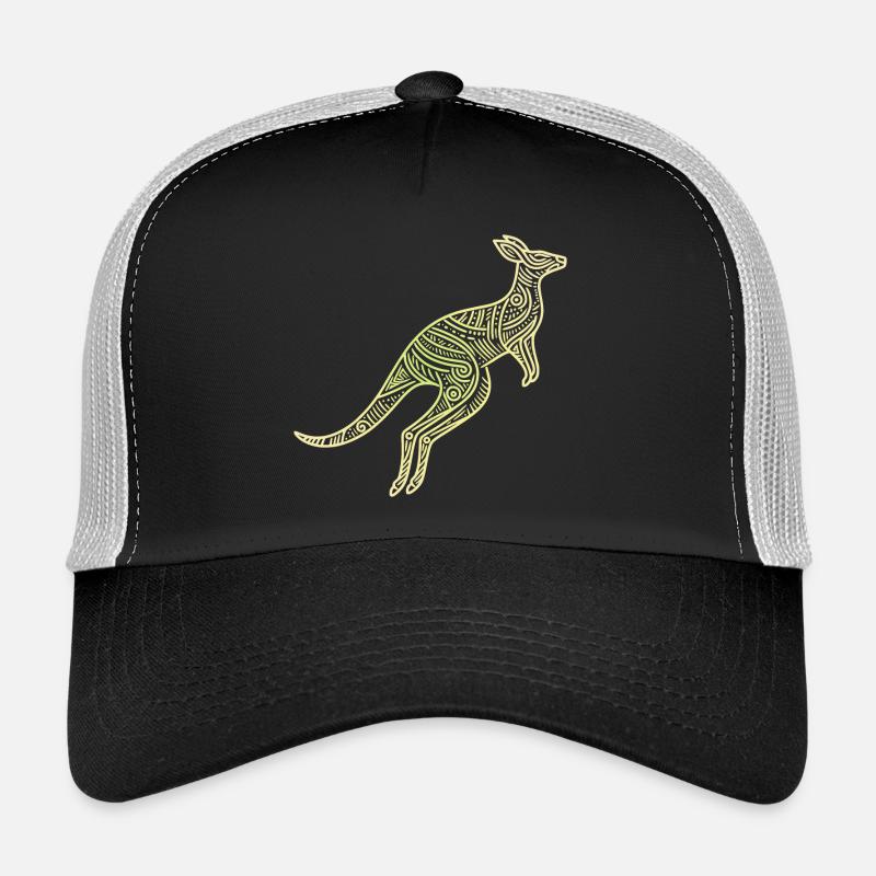 kangaroo aboriginal motifs, tribal - Trucker Cap - black/stone grey