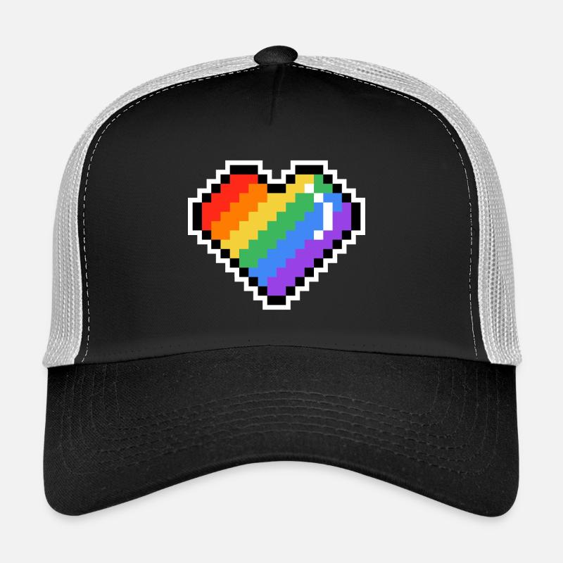 Cœur arc-en-ciel Pixel Casquette trucker 