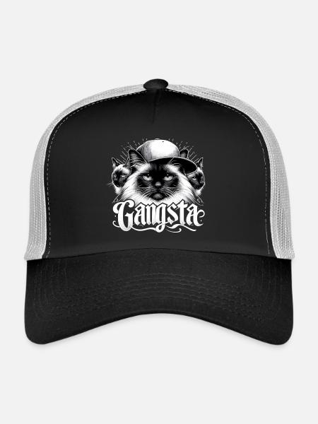 Chat Sacré de Birmanie Chat de Birmanie Trio Gangsta Gesche - Casquette trucker  - noir/gris pierre - Devant