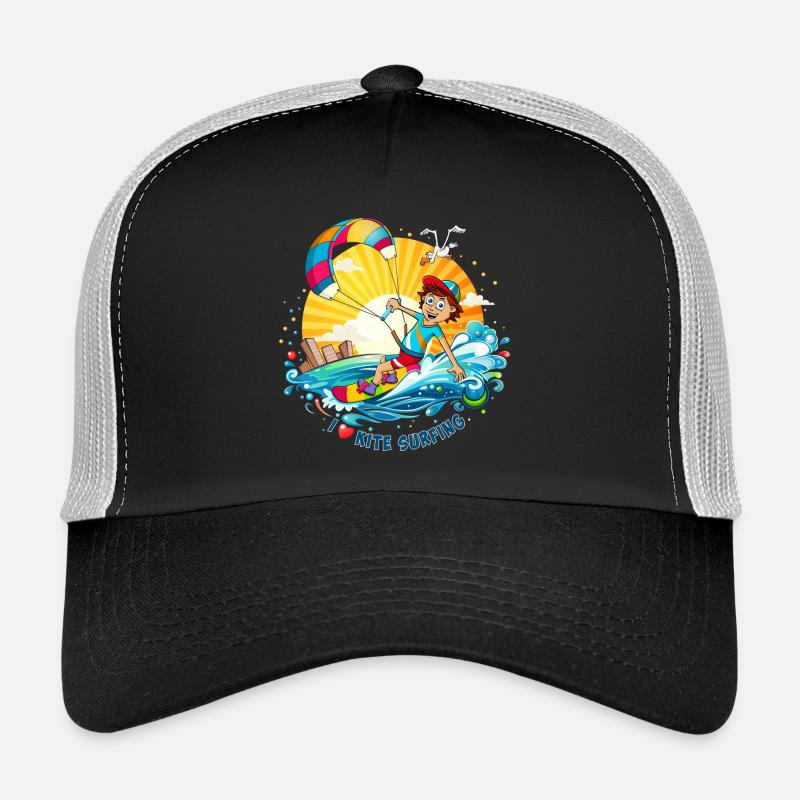 Bunte Illustration eines Kitesurfers Trucker Cap