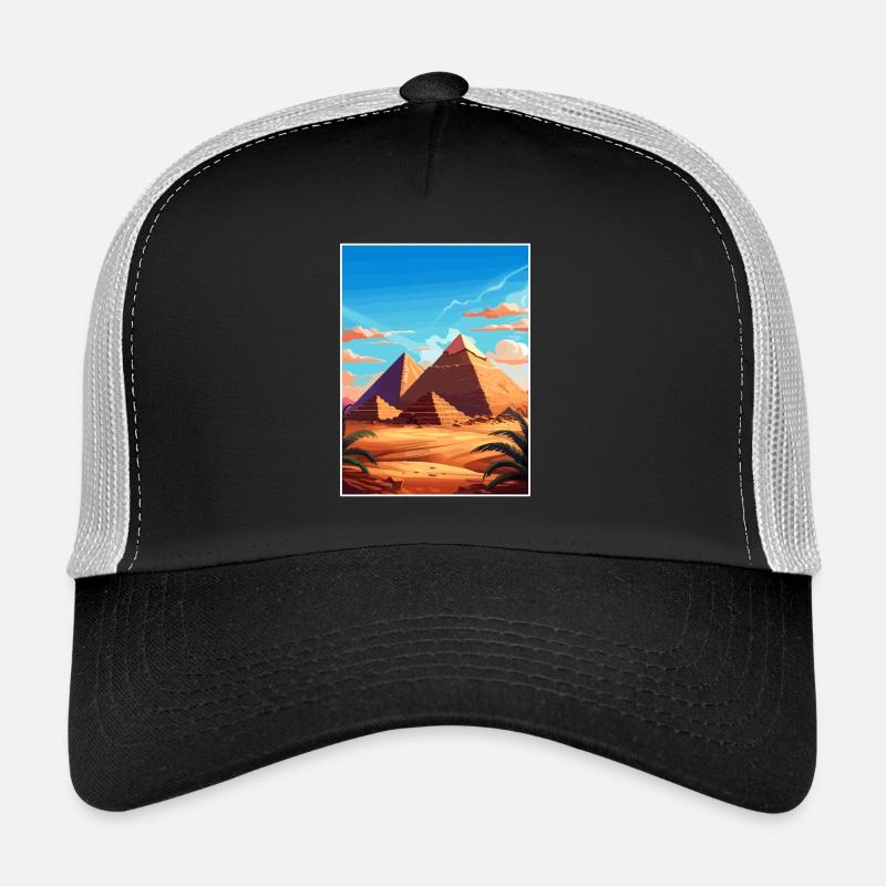 Le Caire, Égypte, Grandes Pyramides De Gizeh, Affiche De Voyage Casquette trucker 