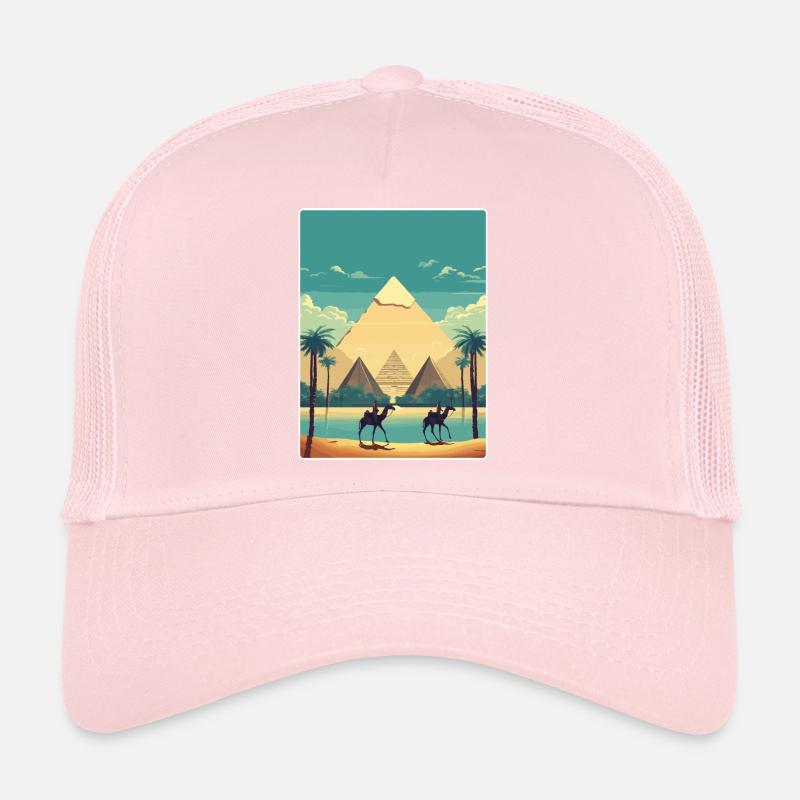 Le Caire, Égypte, Grandes Pyramides De Gizeh, Affiche De Voyage Casquette trucker 