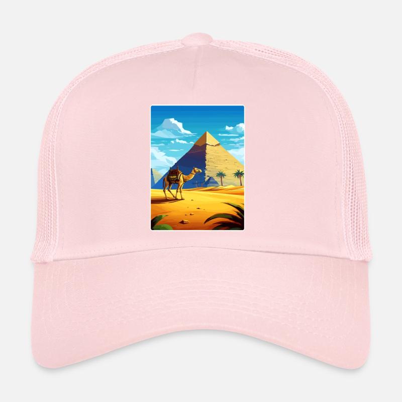 Le Caire, Égypte, Grandes Pyramides De Gizeh, Affiche De Voyage Casquette trucker 