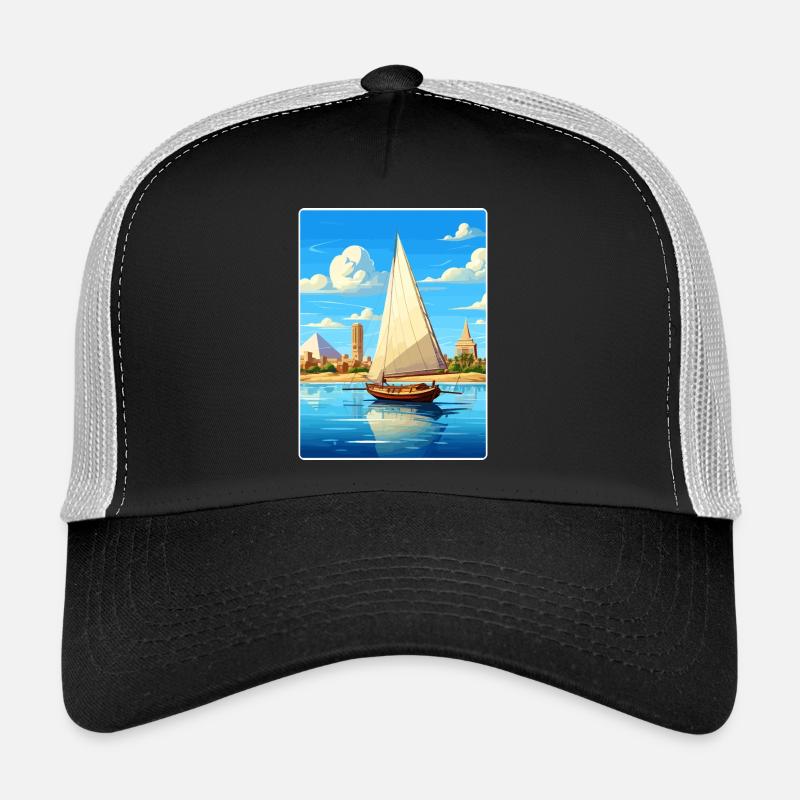 Le Caire, Égypte, Grandes Pyramides De Gizeh, Affiche De Voyage Casquette trucker 