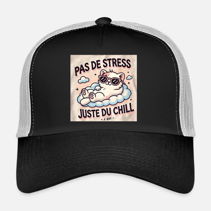 Chat chill - Casquette trucker  - noir/gris pierre