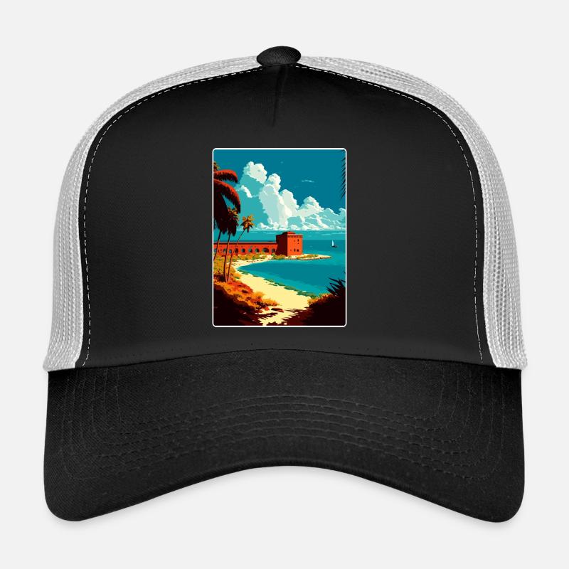 Affiche de voyage souvenir du parc national de Tortugas sèche Casquette trucker 