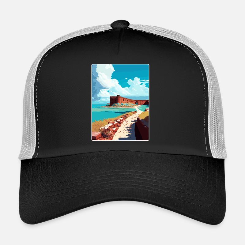 Affiche de voyage souvenir du parc national de Tortugas sèche Casquette trucker 