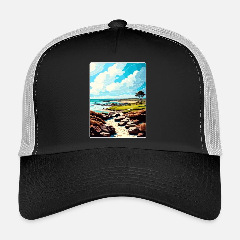 Le lien à Spanish Bay Golf Carte d’affiche de voyage Casquette trucker 