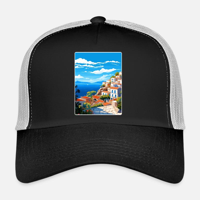 Hydra Grèce Affiche de voyage Souvenir Carte Postale Peinture Casquette trucker 