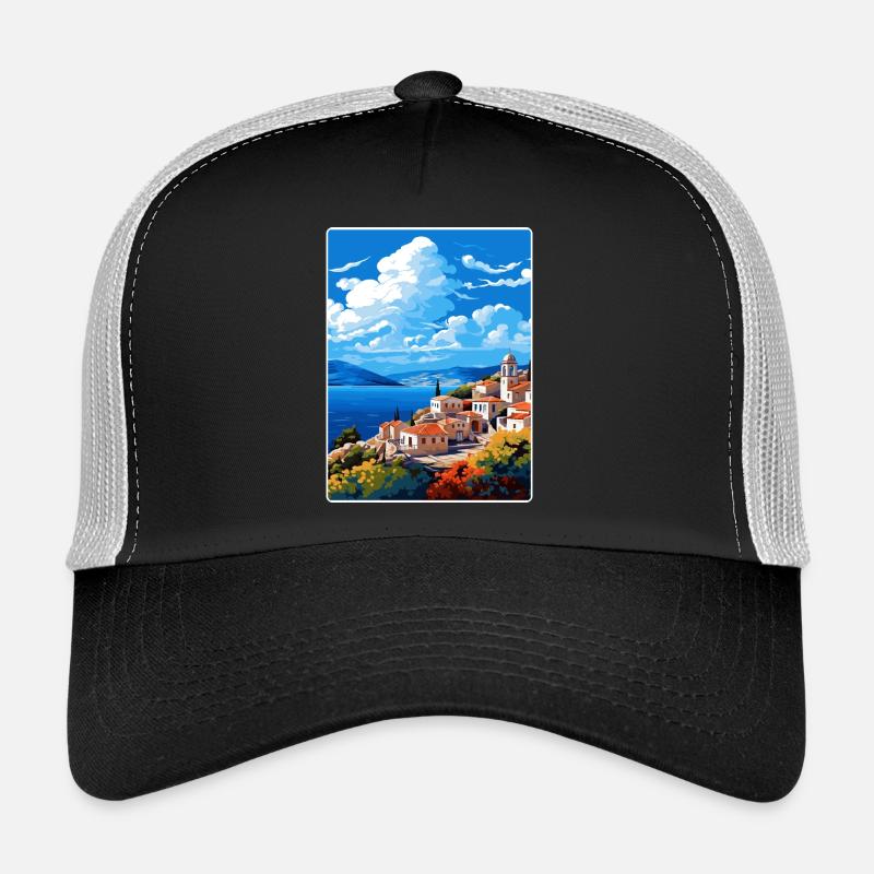 Hydra Grèce Affiche de voyage Souvenir Carte Postale Peinture Casquette trucker 