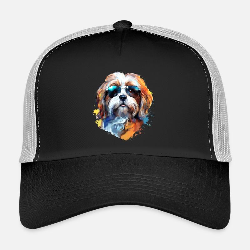 Lhasa Apso with sunglasses Trucker Cap