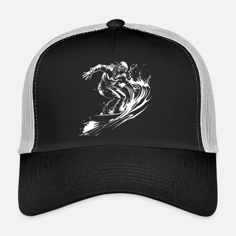 Surfer Skizze - Trucker Cap - Schwarz/Steingrau