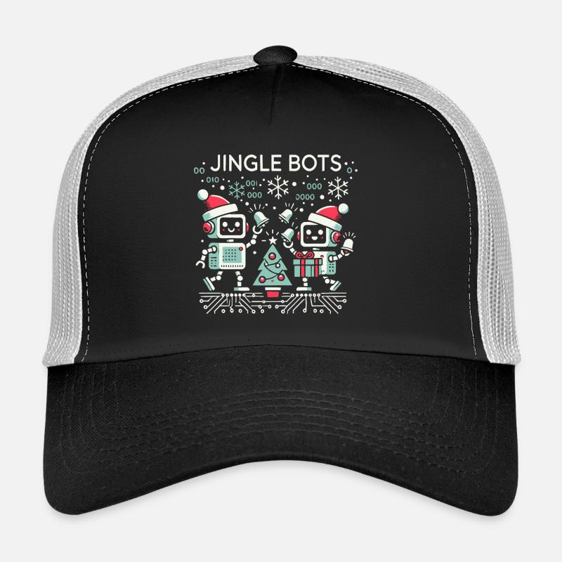 Jingle Bots - Christmas Robots with Binary Code Trucker Cap