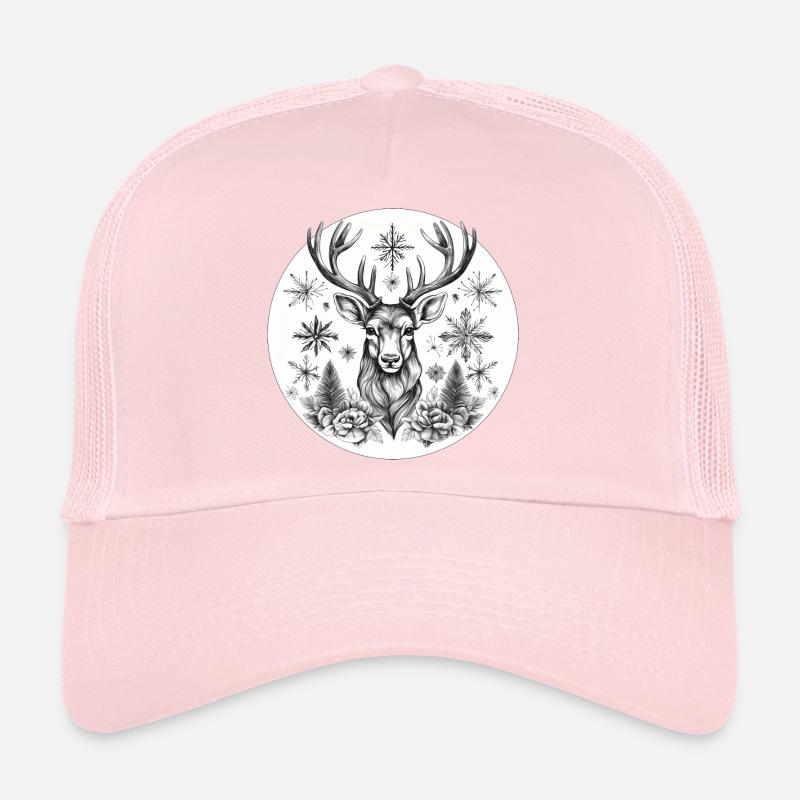 Deer Christmas b&w Trucker Cap