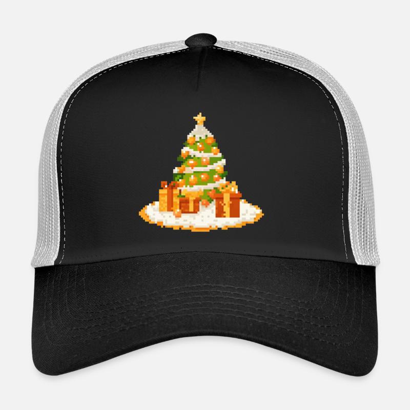 Pixelkunst Tannenbaum mit Geschenken Trucker Cap