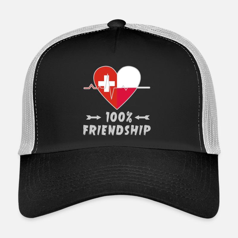 Schweiz und Polen 100% Freundschaft - Trucker Cap - Schwarz/Steingrau