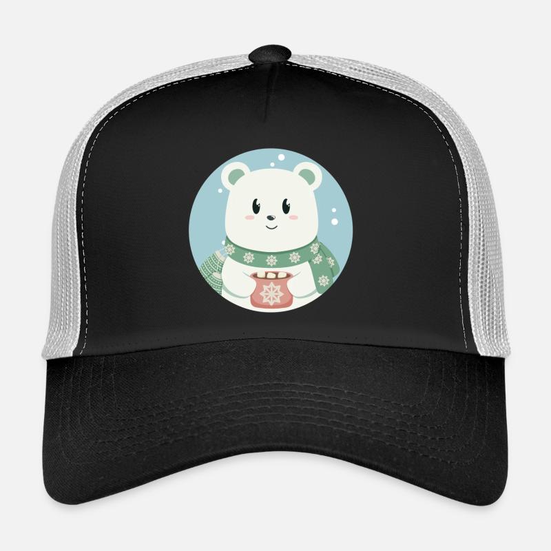 Süßer Eisbär in Weihnachtsstimmung - Trucker Cap - Schwarz/Steingrau