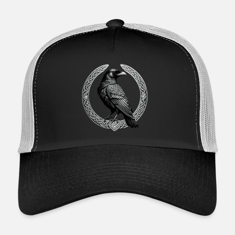 Raven with Celtic Knot 01 - Trucker Cap - black/stone grey