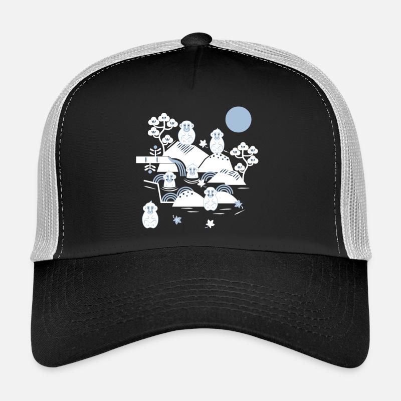 Chilling monkeys in a hot spring l white blue navy - Trucker Cap - black/stone grey