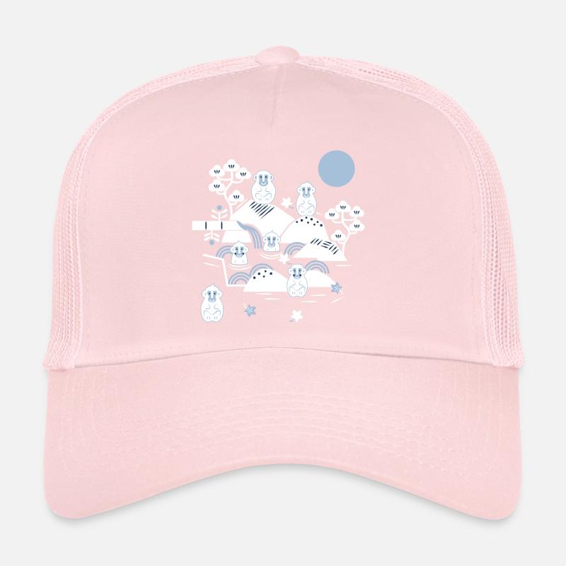Chilling monkeys in a hot spring l white blue navy Trucker Cap