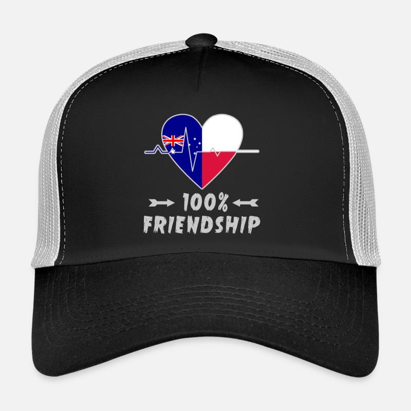 Australien und Polen 100% Freundschaft - Trucker Cap - Schwarz/Steingrau