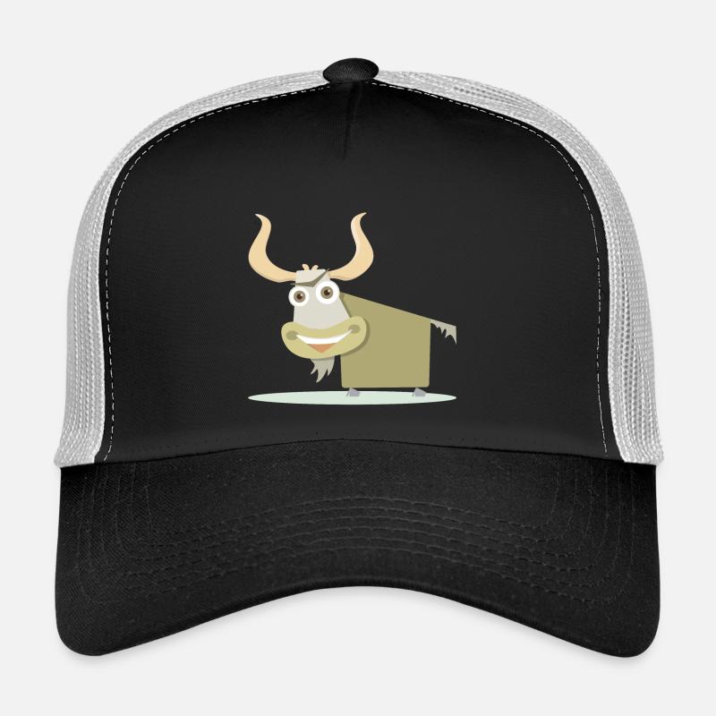 Fröhliche Illustration einer tibetischen Kuh. Trucker Cap