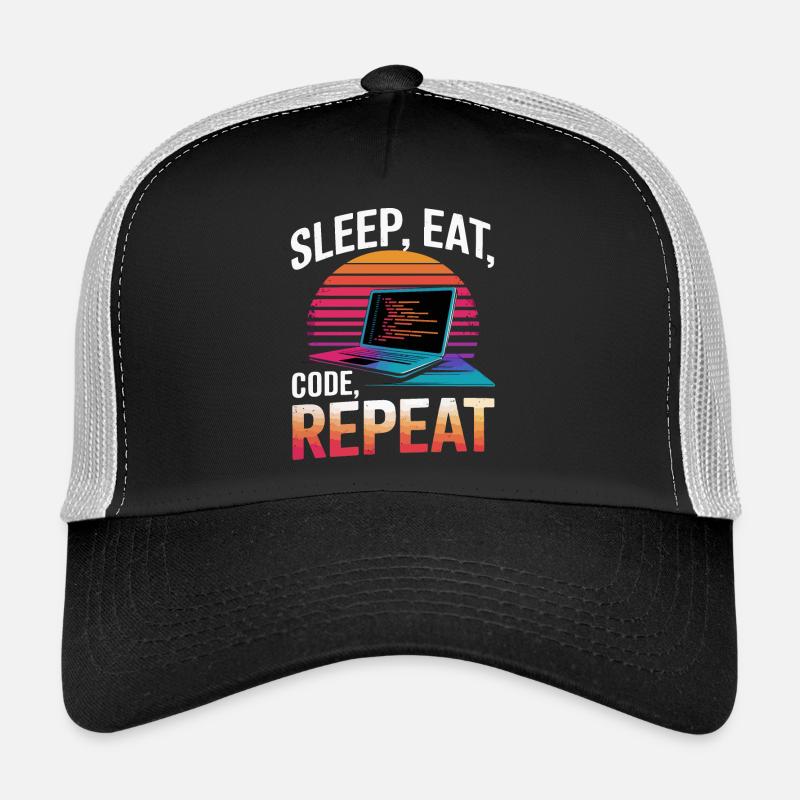 Schlaf Essen Code Wiederholen Geschenk Programmierer Entwickler Trucker Cap