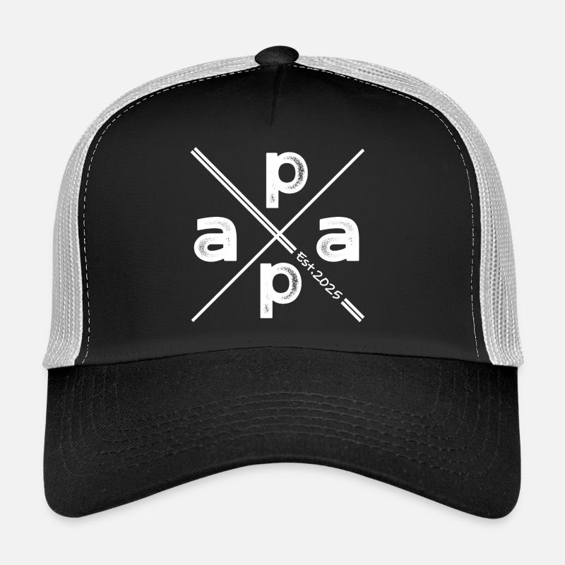 Papa Established 2025 – Vintage Geschenk Design - Trucker Cap - Schwarz/Steingrau