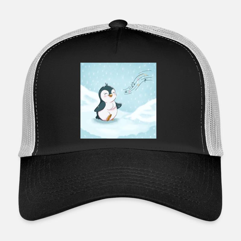 Cute penguin singing in the snow Trucker Cap