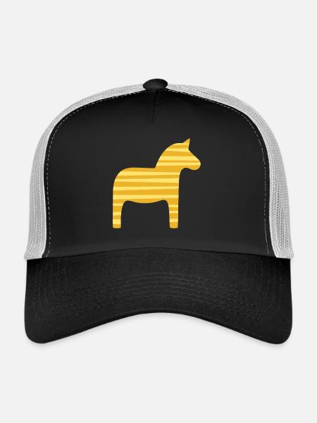 Dala Horse Stripes Sweden Scandinavian Xmas - Trucker Cap - black/stone grey - Front