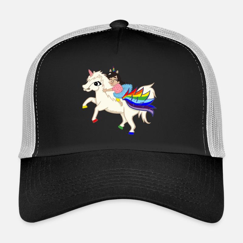 Unicorn-pegasus-Einhorn-rainbow - Trucker Cap - Schwarz/Steingrau