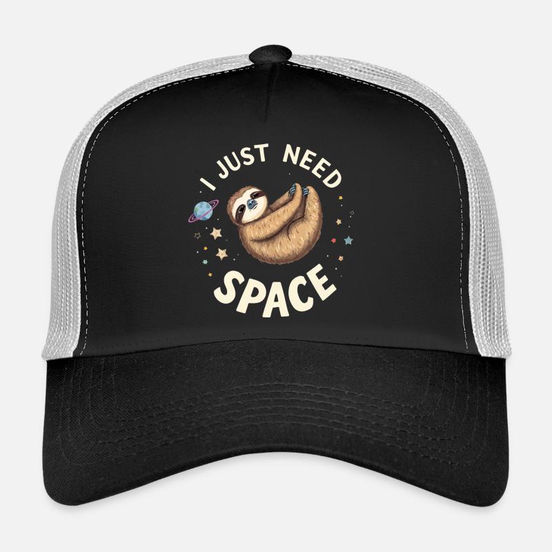 Sloth in Space Cartoon Design Trucker Cap