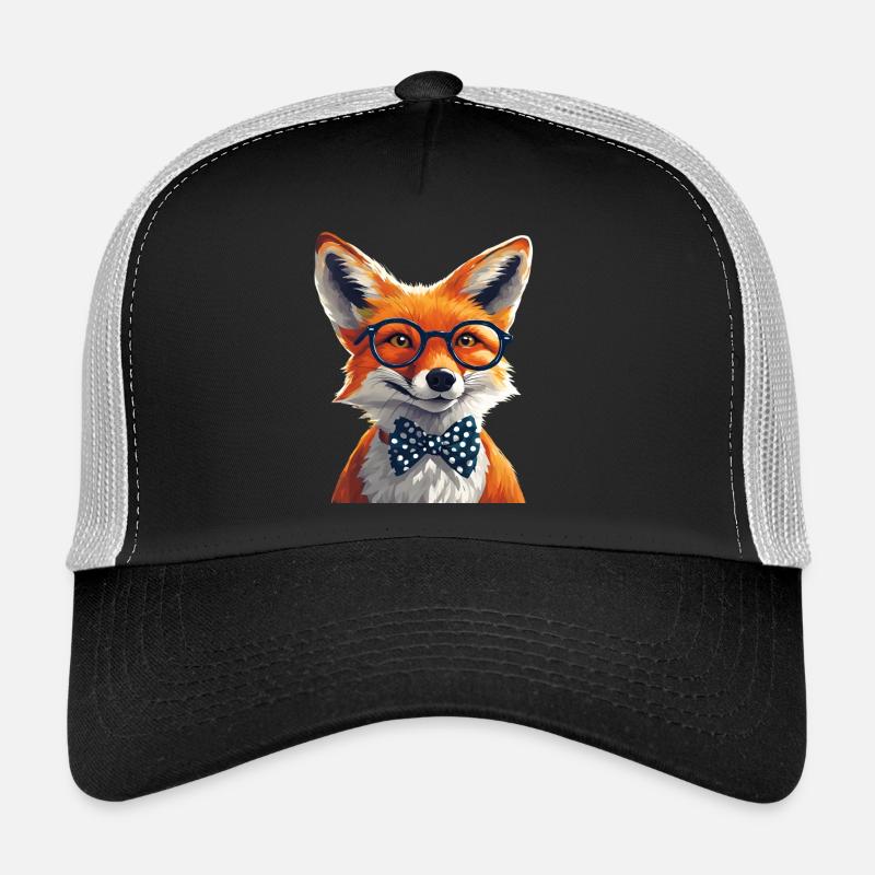 Eleganter Fuchs mit Brille und Fliege Trucker Cap