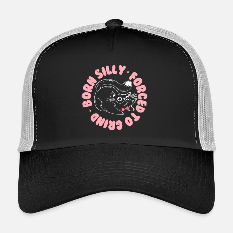 Né idiot, forcé de moudre – Verspielte Katze Casquette trucker 