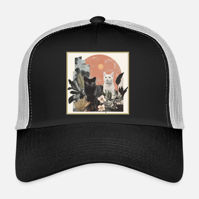 cats collage - Trucker Cap - Schwarz/Steingrau