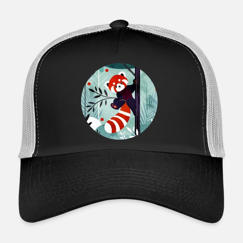 Fröhlicher Roter Panda im Dschungel - Trucker Cap - Schwarz/Steingrau