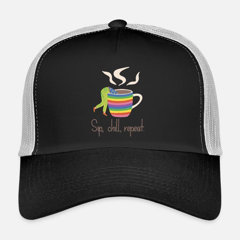 Siroter, refroidir, répétitionner - Rainbow Coffee Lover Casquette trucker 